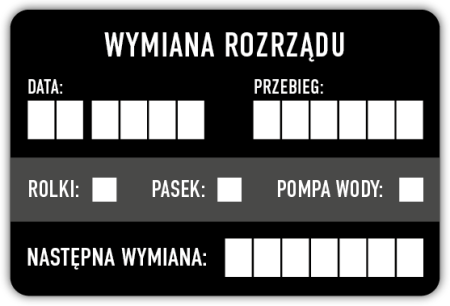Wymiana rozrządu – naklejki 90x60mm