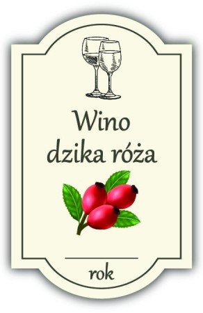 Wino DZIKA RÓŻA - etykieta na butelkę