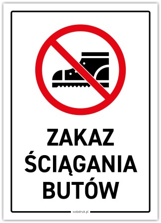 Zakaz ściągania butów - tabliczka