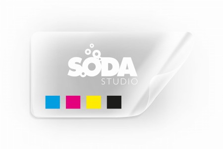 naklejki przeźroczyste 100x50mm kolor + biały