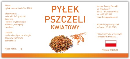 Pyłek pszczeli kwiatowy – etykiety samoprzylepne • 100szt