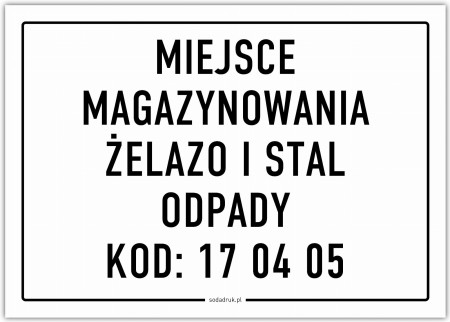 Miejsce magazynowania żelazo i stal, kod odpadu 17 04 05