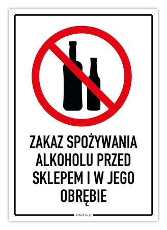 Zakaz spożywania alkoholu przed sklepem – tabliczka