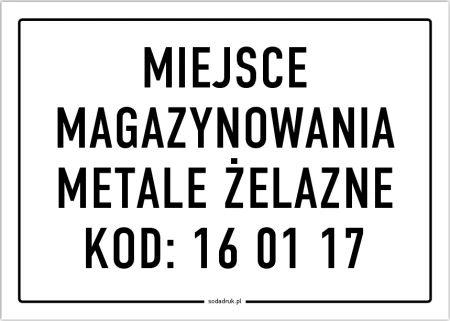 Miejsce magazynowania metale żelazne - tabliczka