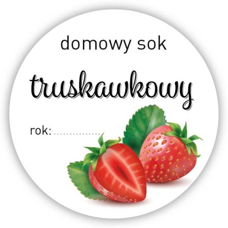Sok truskawkowy - naklejki fi 45mm, 10 szt.