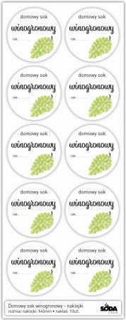 Sok winogronowy - naklejki fi 45mm, 10 szt.