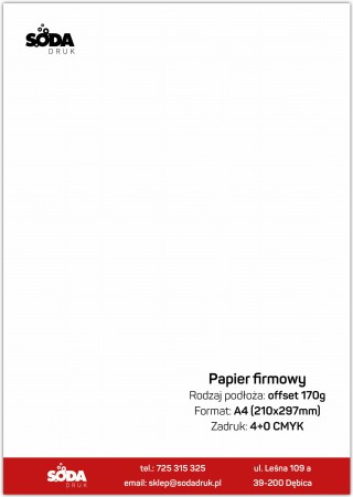 Papier firmowy, rozmiar: A4, Offset 170g
