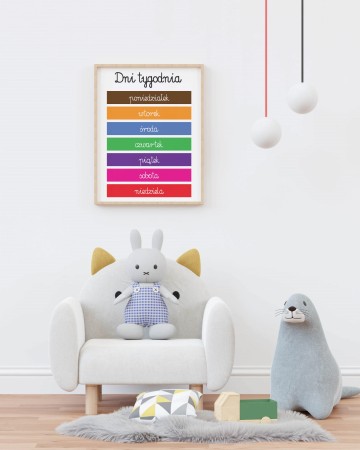 Plakat A3 montessori - dni tygodnia