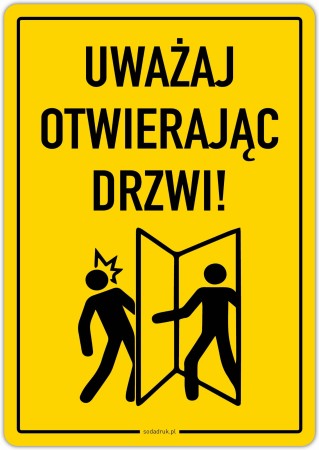 Uważaj otwierając drzwi – naklejka