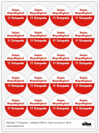 Święto Niepodległości 11 listopada – naklejki • 20 szt. v1 formatka