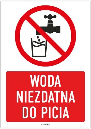Woda niezdatna do picia - tabliczka
