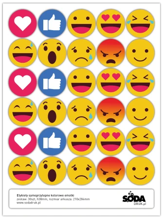 Etykiety samoprzylepne kolorowe emotki