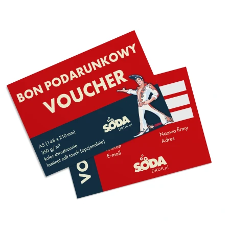 Vouchery standardowe dwustronne A5, 350g, 50szt.