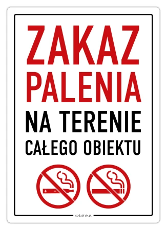 Zakaz palenie na terenie całego obiektu - naklejka