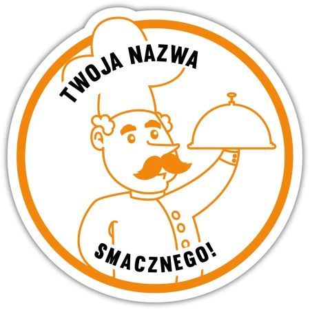 Naklejki cateringowe z Twoją Nazwą 50x50mm v1