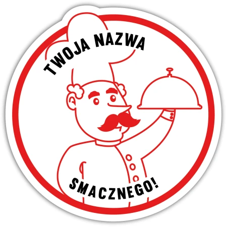 Naklejki cateringowe z Twoją Nazwą 50x50mm v2