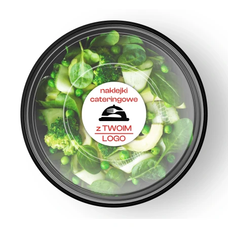 Naklejki cateringowe z Twoim LOGO 50x50mm pudełko