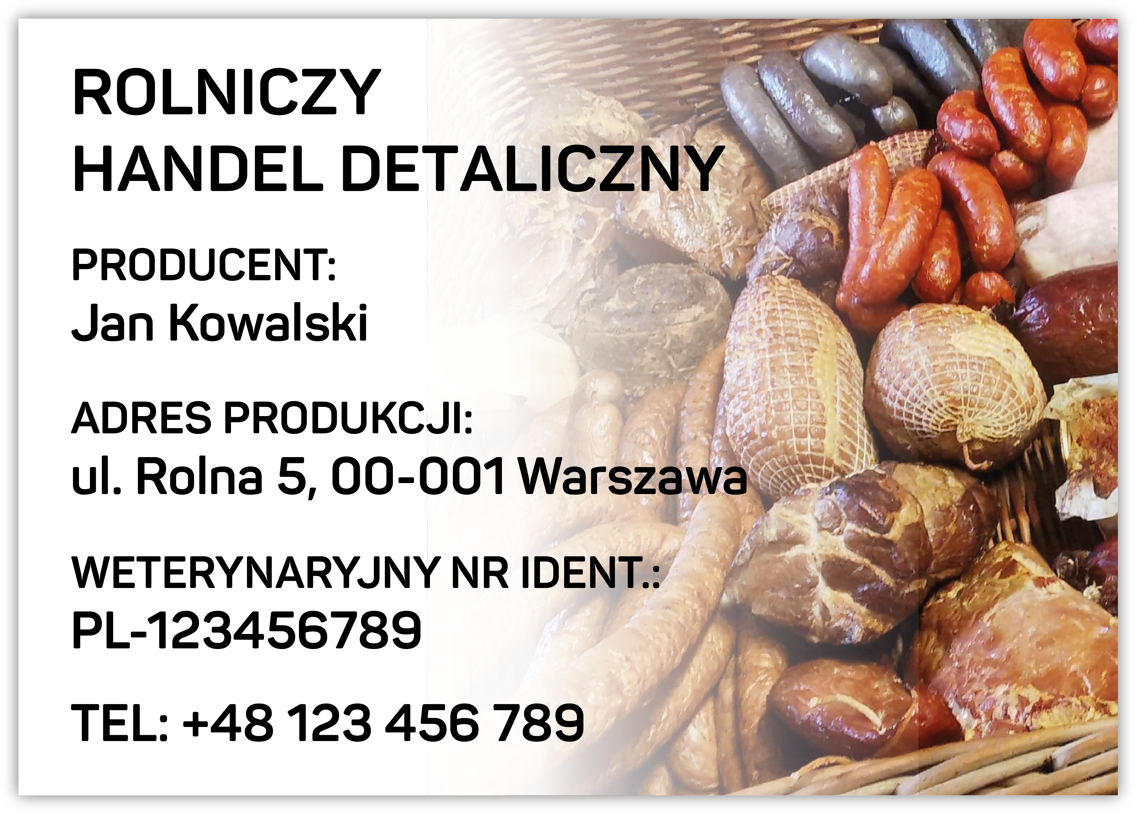 Rolniczy handel detaliczny, mięso i wędliny - tabliczka