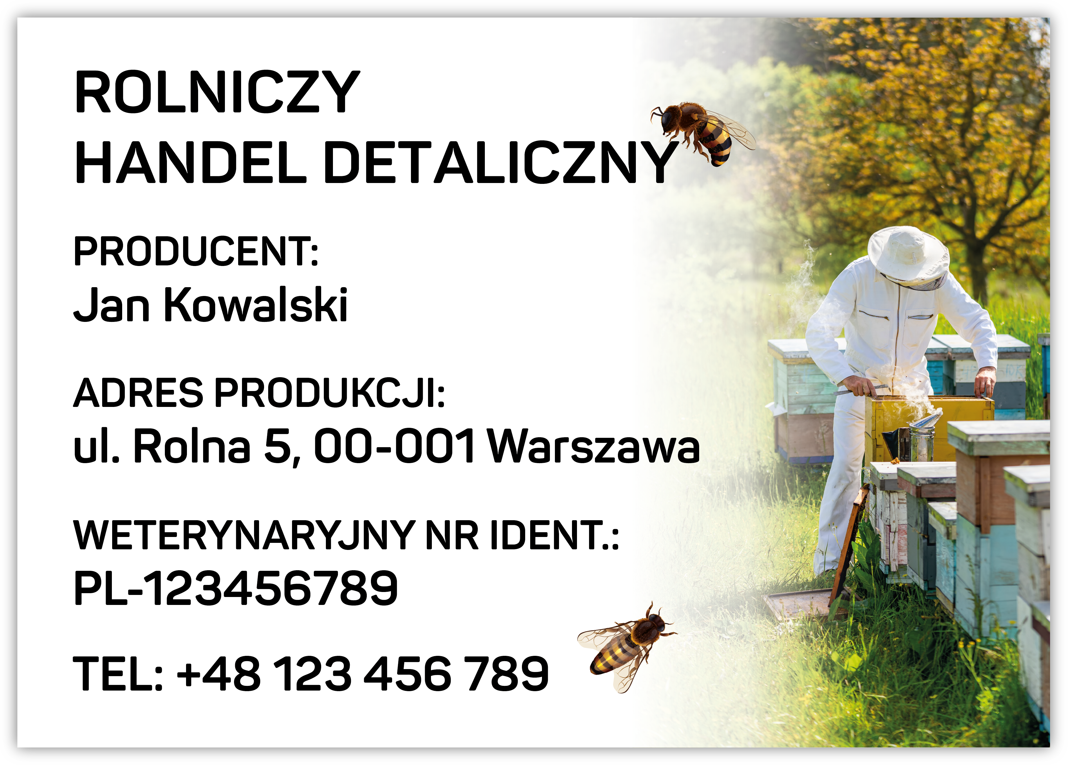 Rolniczy handel detaliczny, miód - tabliczka