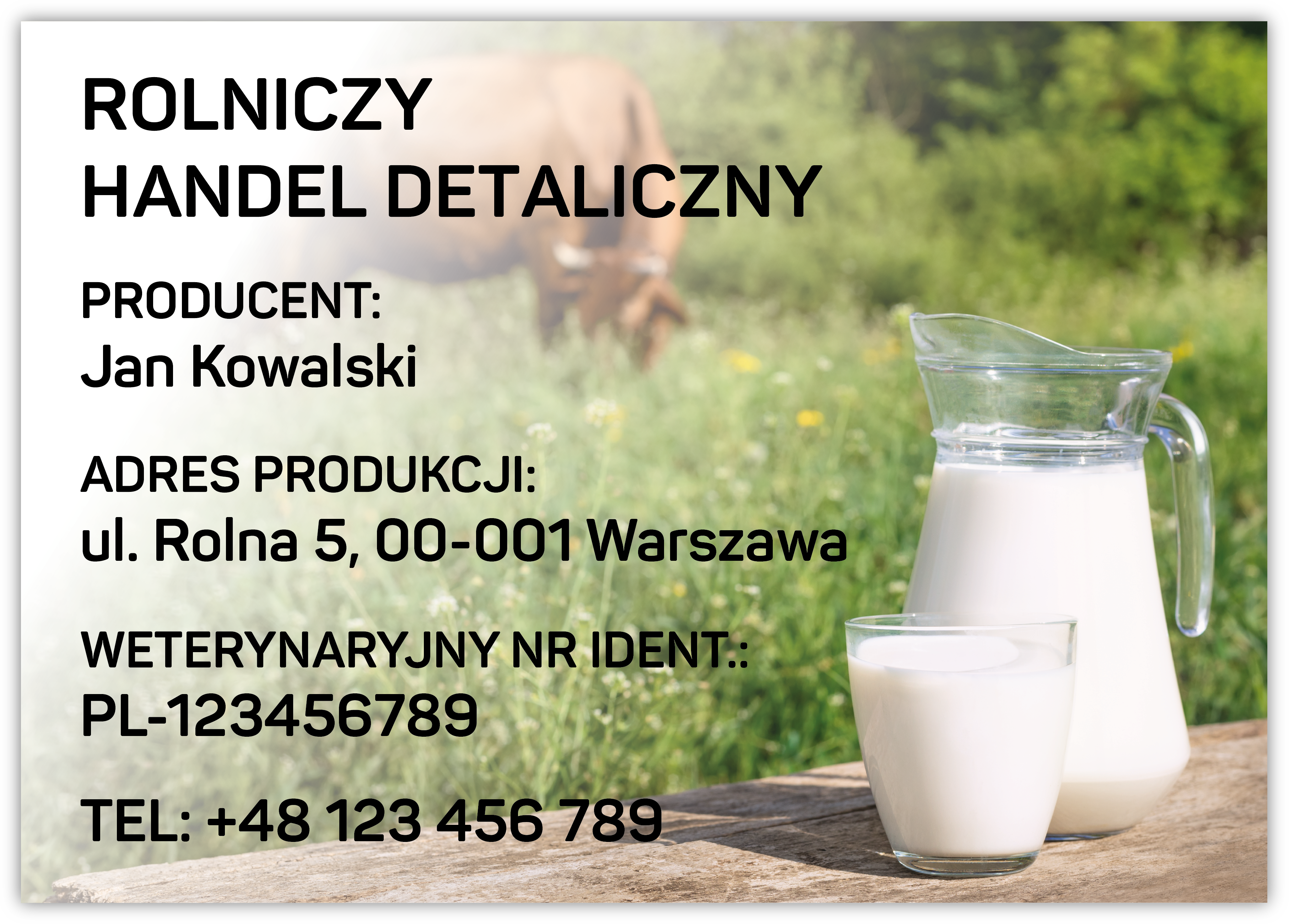 Rolniczy handel detaliczny, mleko - tabliczka