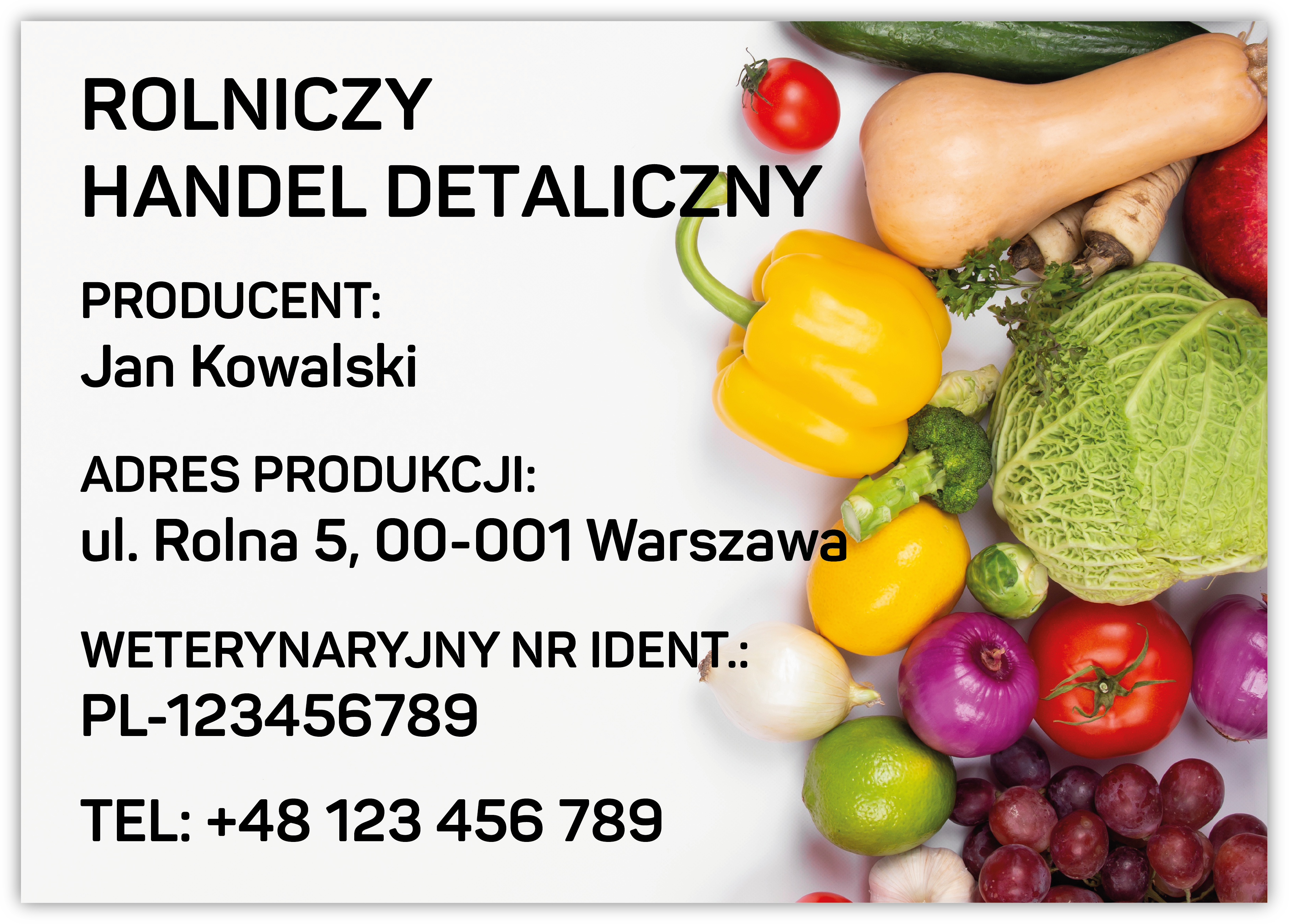 Rolniczy handel detaliczny, warzywa - tabliczka