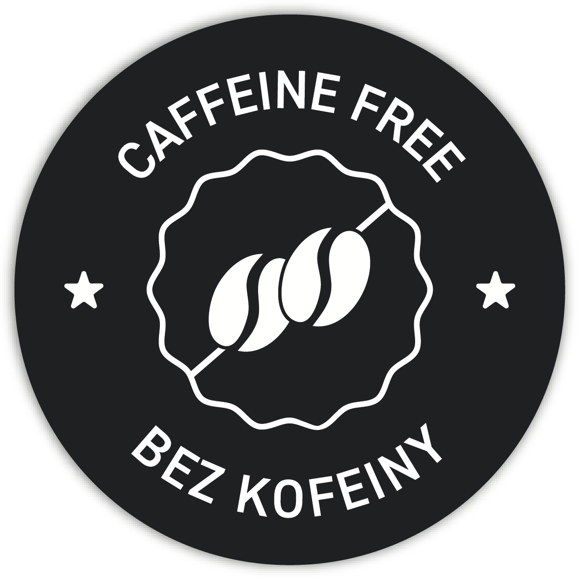 Naklejki CAFFEINE FREE / BEZ KOFEINY 50x50mm