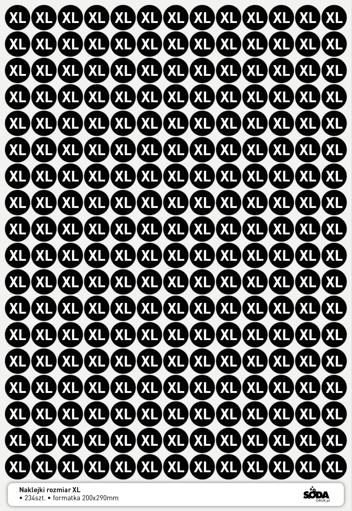 Naklejki rozmiar XL - 234szt. fi12mm