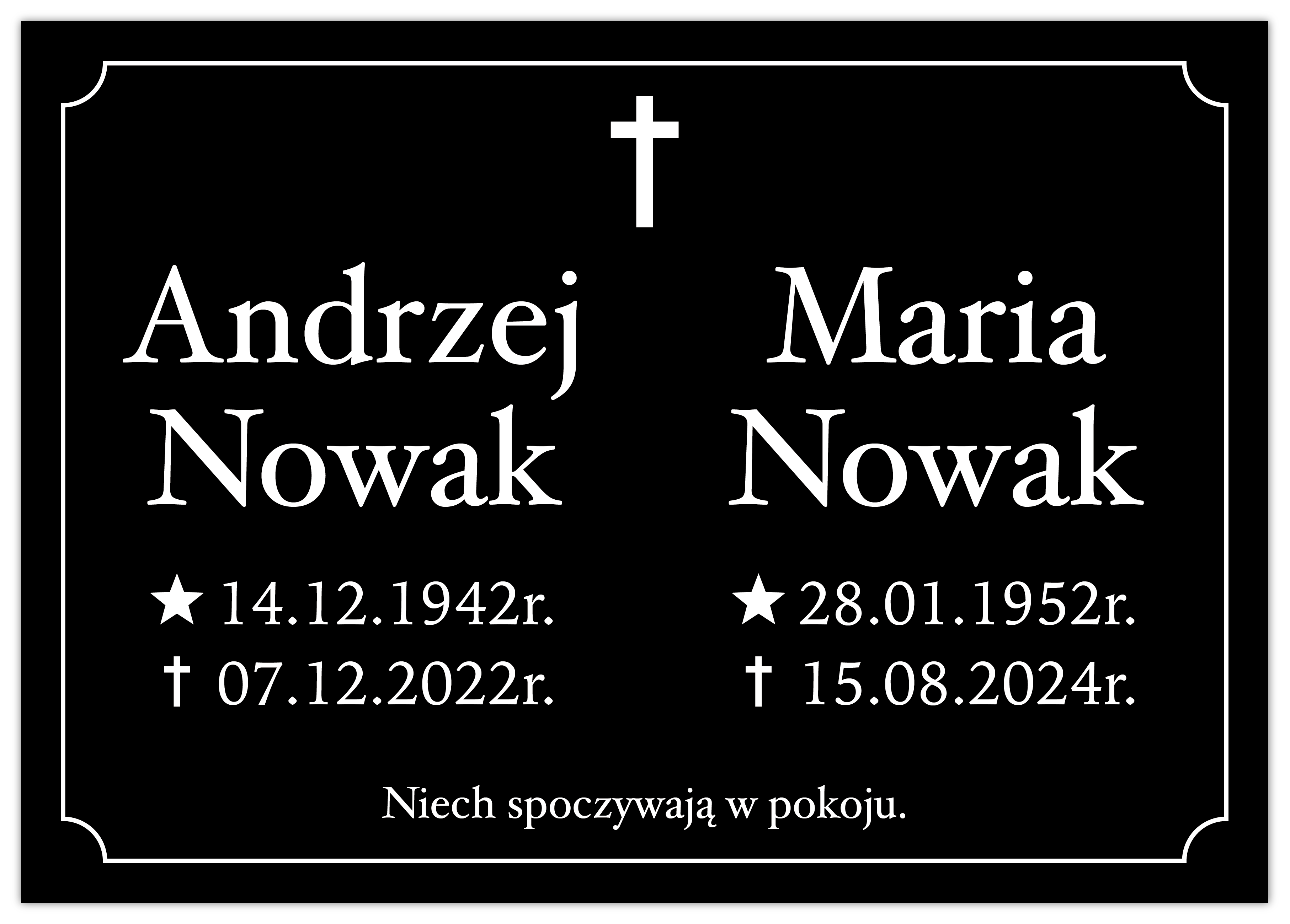 Tabliczka na grób, podwójna – personalizowana v1 Tabliczka na grób, podwójna – personalizowana v1
