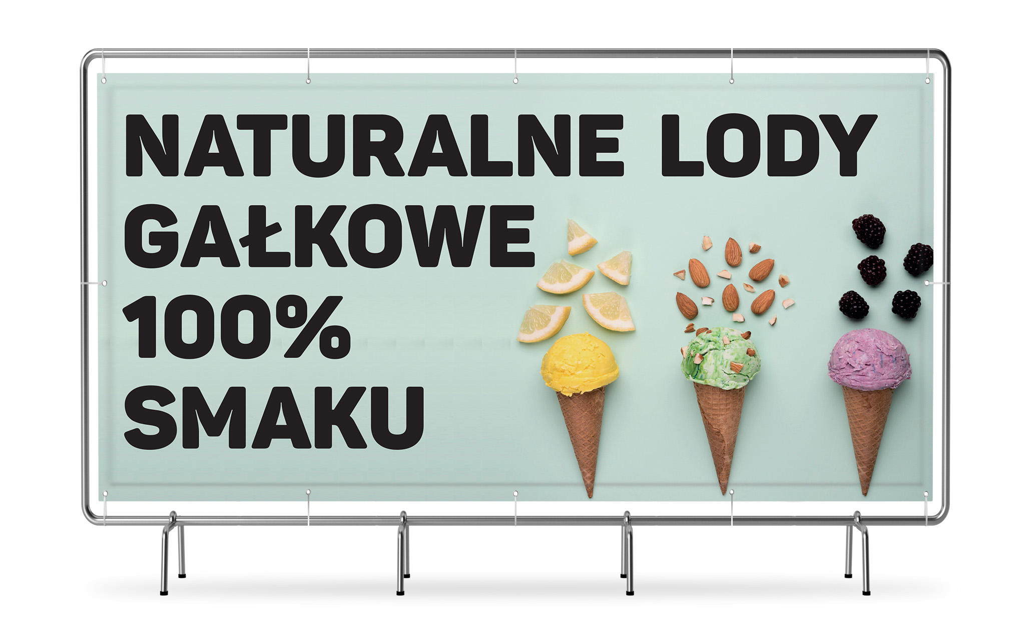 Naturalne lody gałkowe – baner - Drukarnia SODAdruk.pl