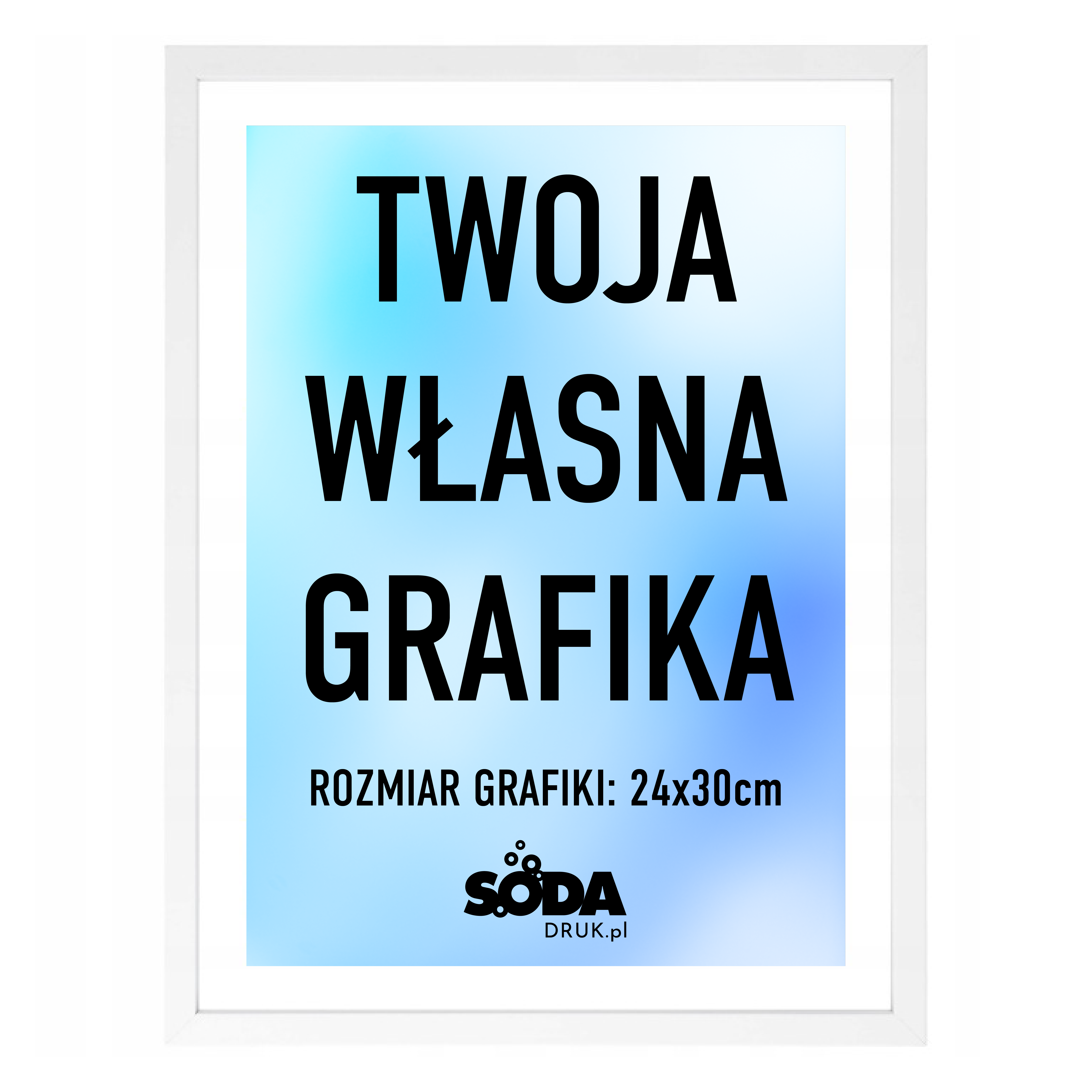 Plakat w ramie z własną grafiką - 24x30cm - biała